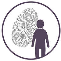 a person in front of a fingerprint